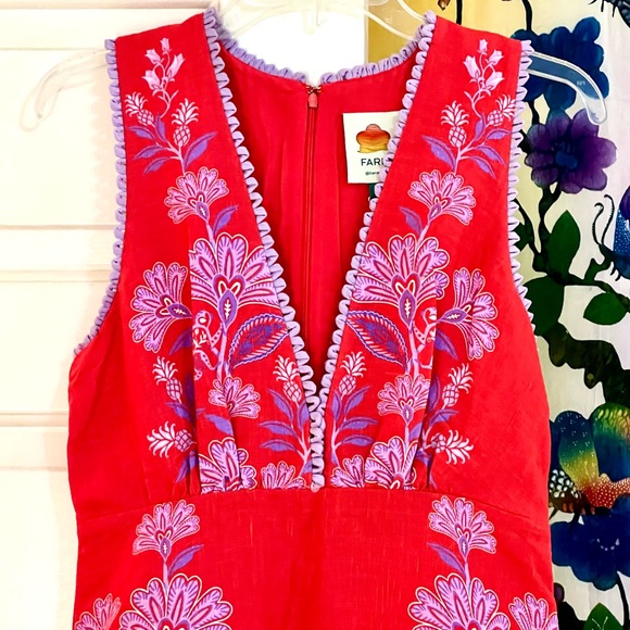 NWT Farm Rio Red Porcelain Garden Midi Dress - Picture 9 of 16